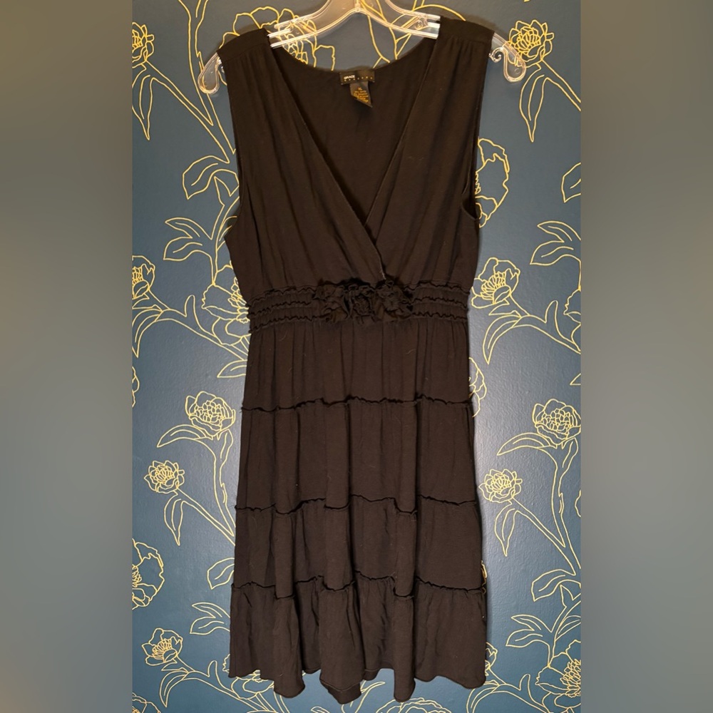 GRACE DRESSES popover surplice TIERED rayon MIDI black XL